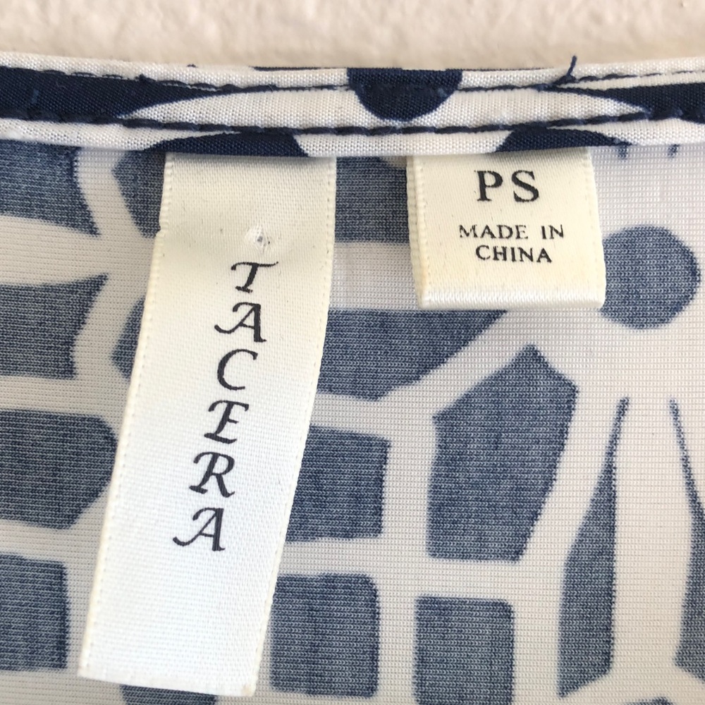 Tacera Navy Blue and White Geometric Long Sleeve Dress Size PS - Picture 2 of 4